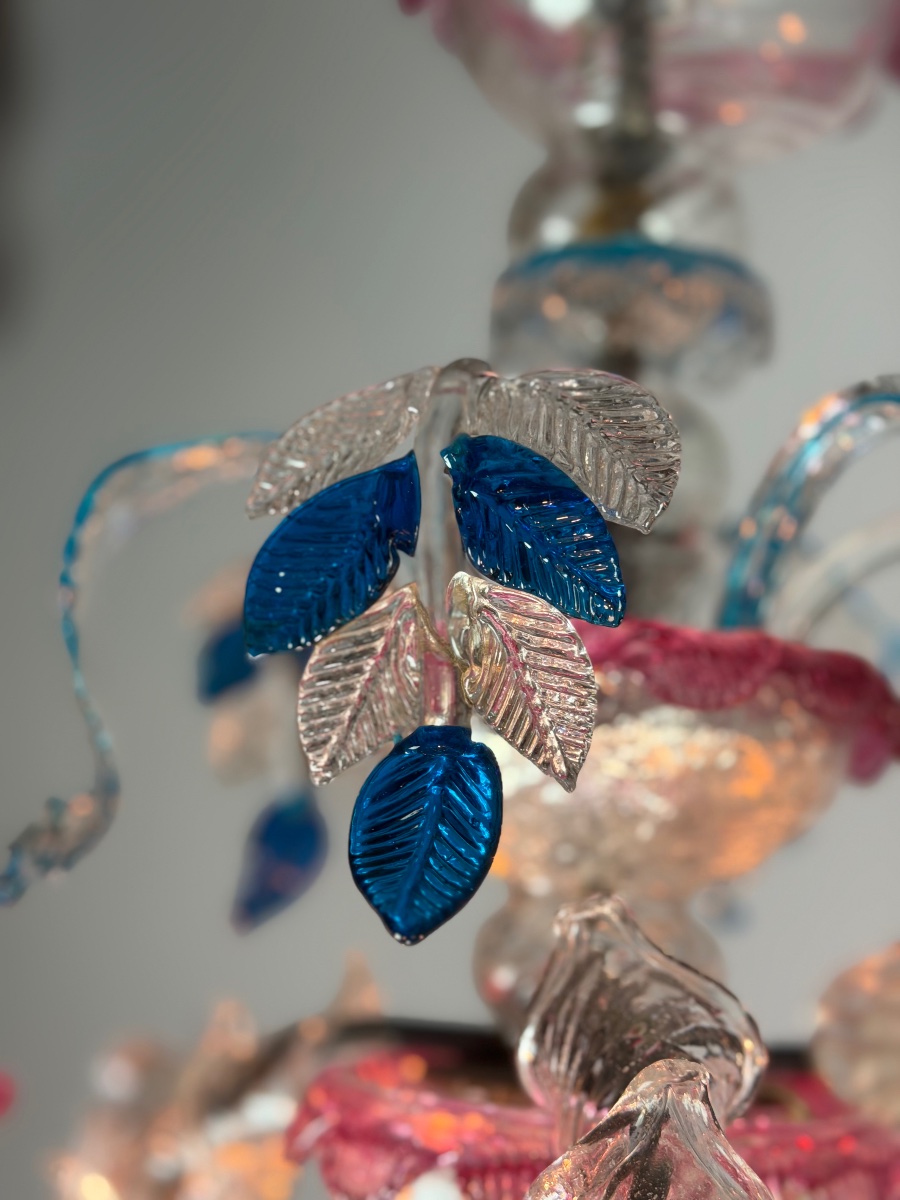 Lustre vénitien rezzonico en verre de Murano vers 1900-photo-8