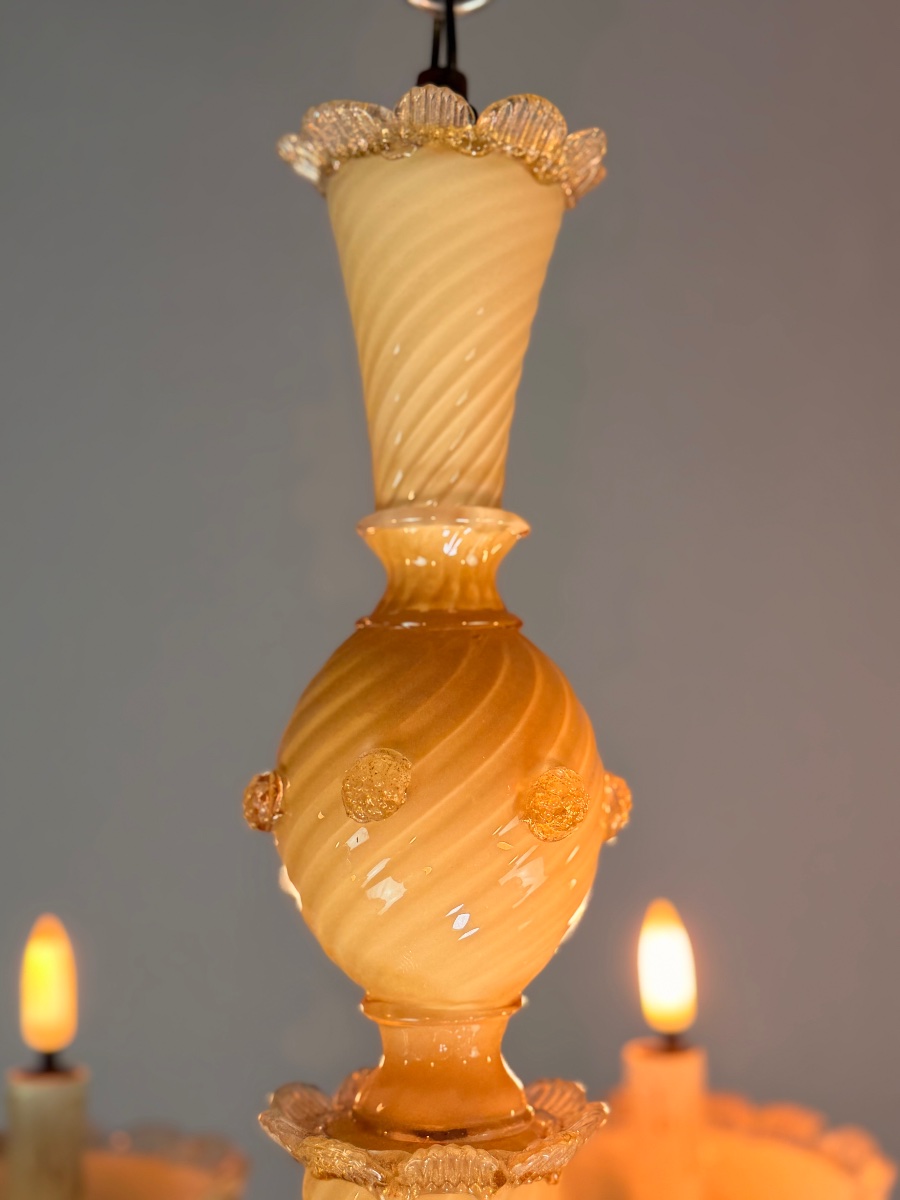 Lustre vénitien en verre de Murano jaune, vers 1950-photo-2