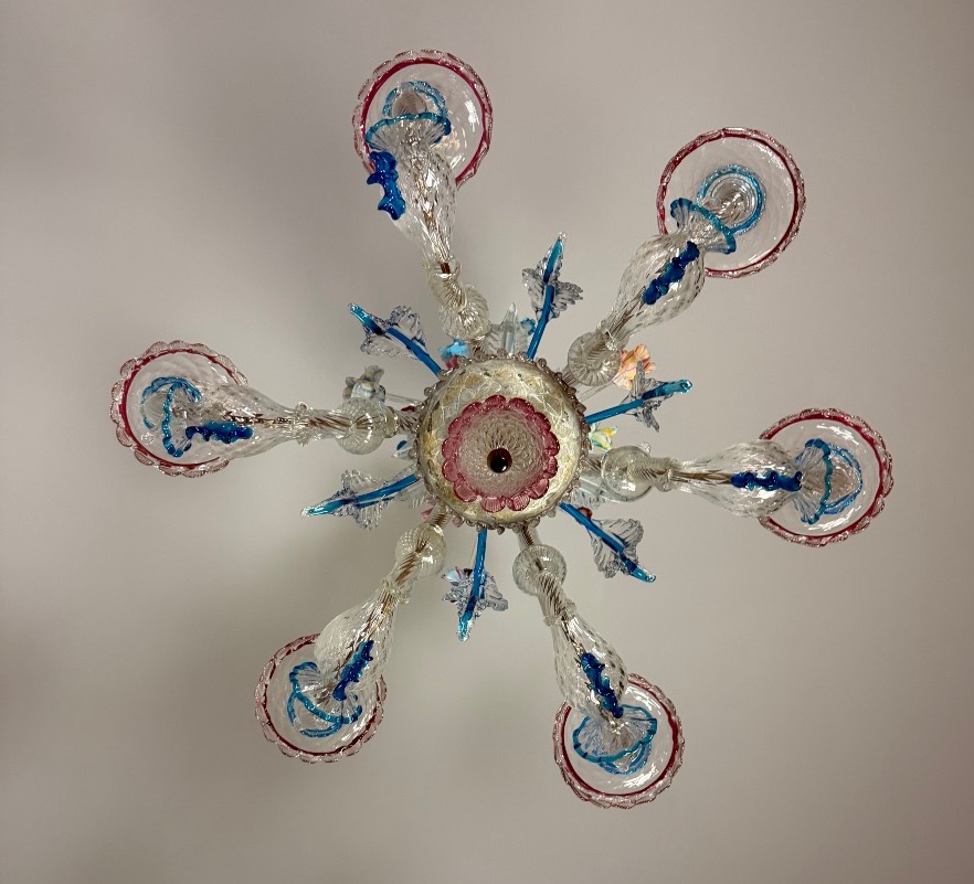 Lustre vénitien rezzonico en verre de Murano multicolore vers 1900-photo-4