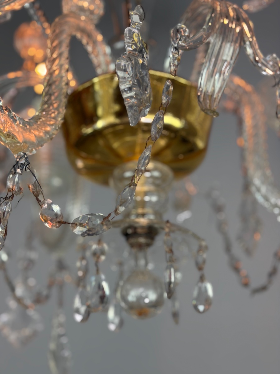 Lustre liégeois de style Louis XV en verre et cristal, vers 1900-photo-4