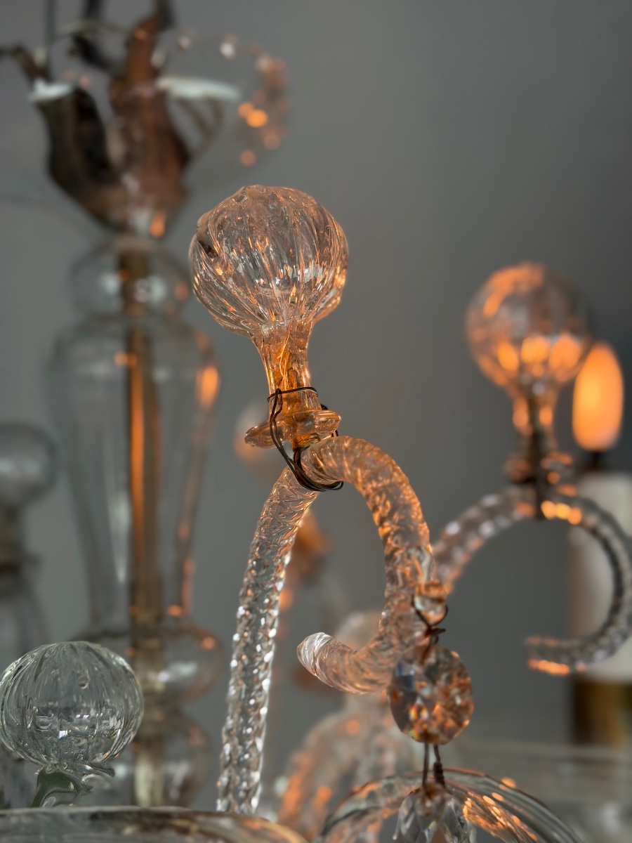 Lustre liégeois de style Louis XV en verre et cristal, vers 1900-photo-1