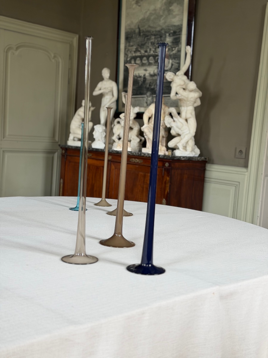 15 Candleholders Made Of Molded And Blown Glass, Model S 165 By Luciano Vistosi, Circa 1960-photo-4