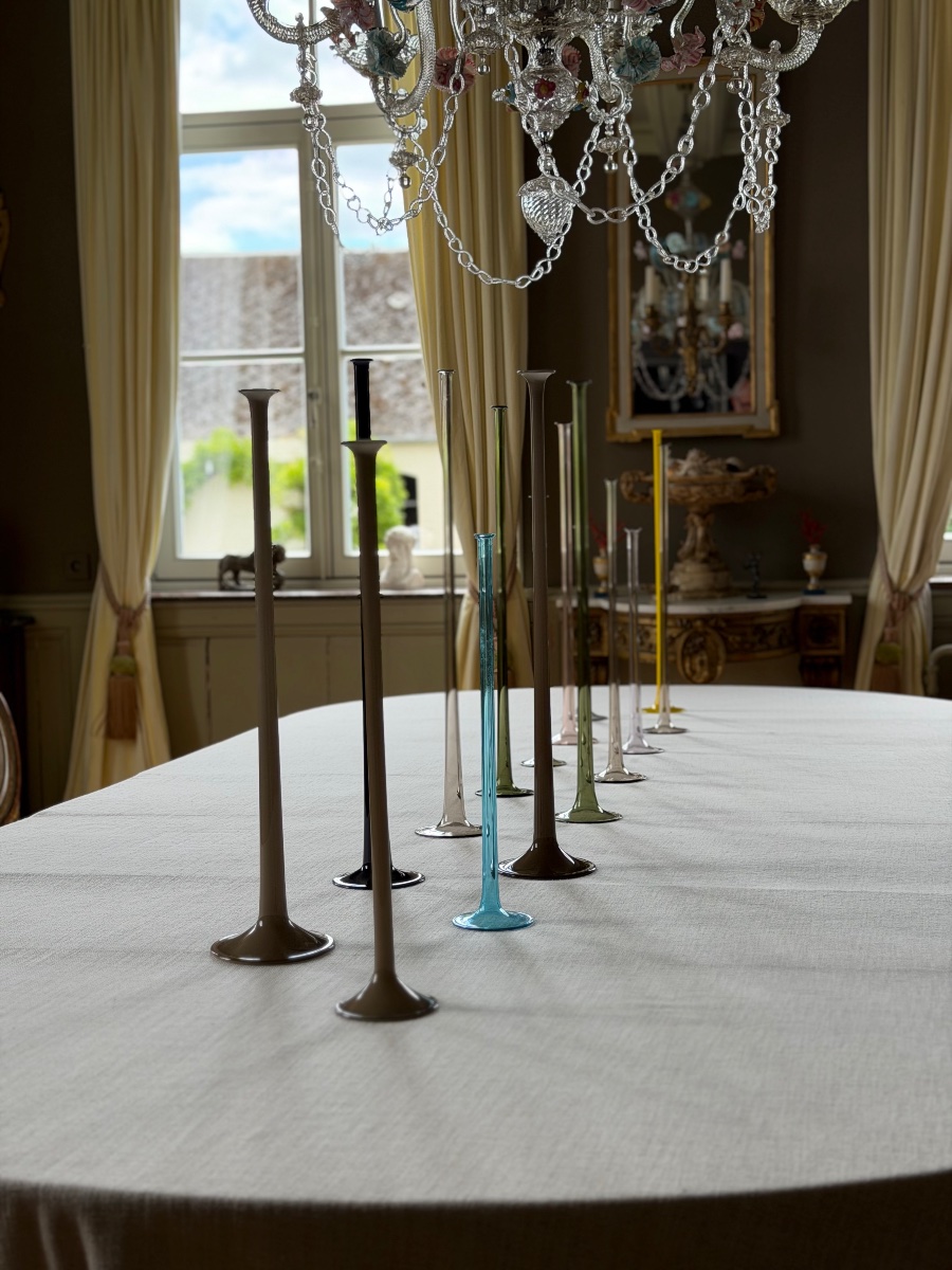 15 Candleholders Made Of Molded And Blown Glass, Model S 165 By Luciano Vistosi, Circa 1960-photo-5