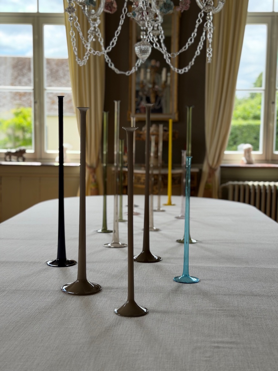 15 Candleholders Made Of Molded And Blown Glass, Model S 165 By Luciano Vistosi, Circa 1960-photo-8