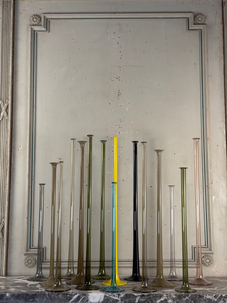 15 Candleholders Made Of Molded And Blown Glass, Model S 165 By Luciano Vistosi, Circa 1960-photo-2