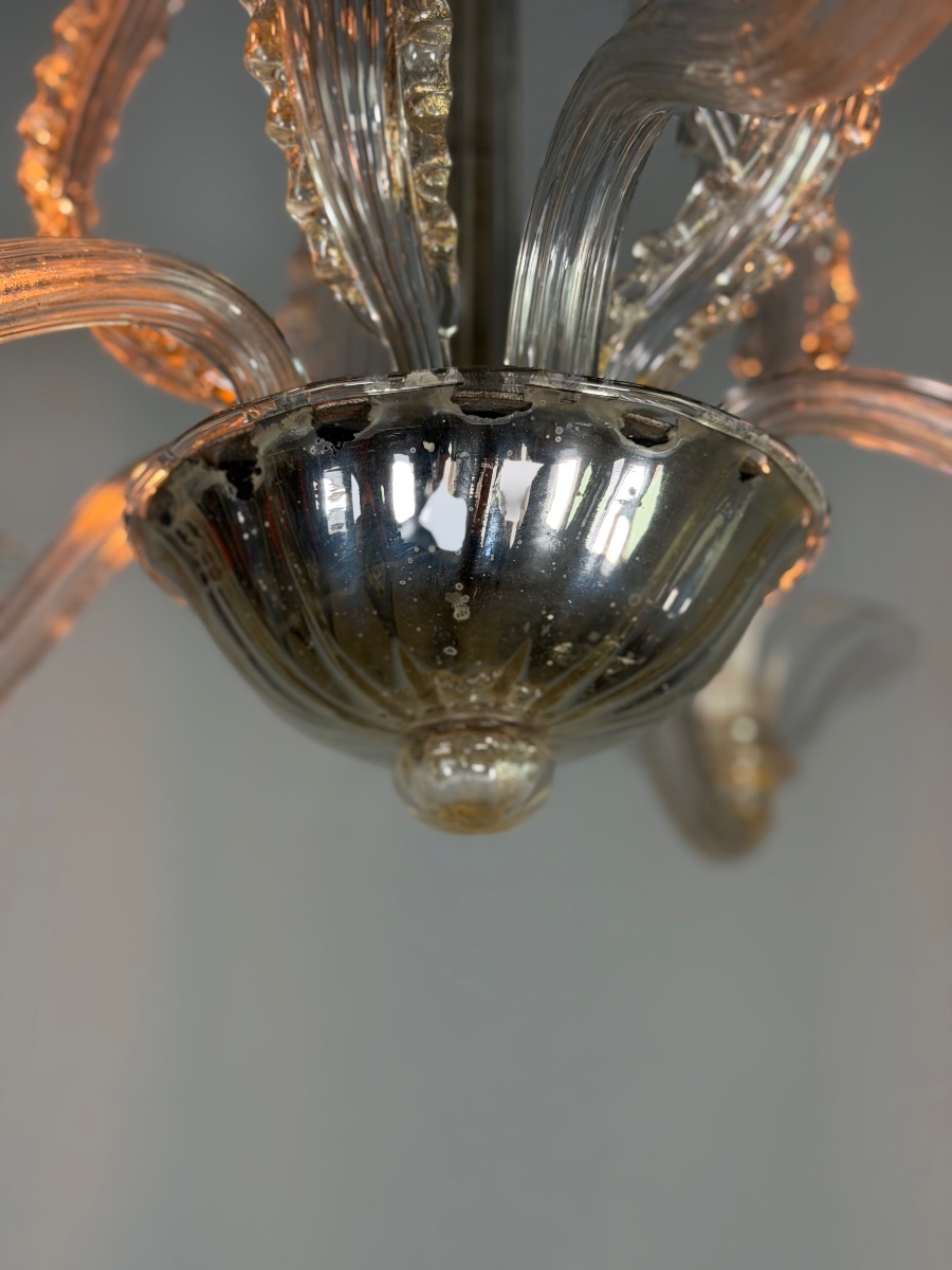 Venetian Murano Glass Chandelier, 5 Light Arms, Circa 1920 -photo-3
