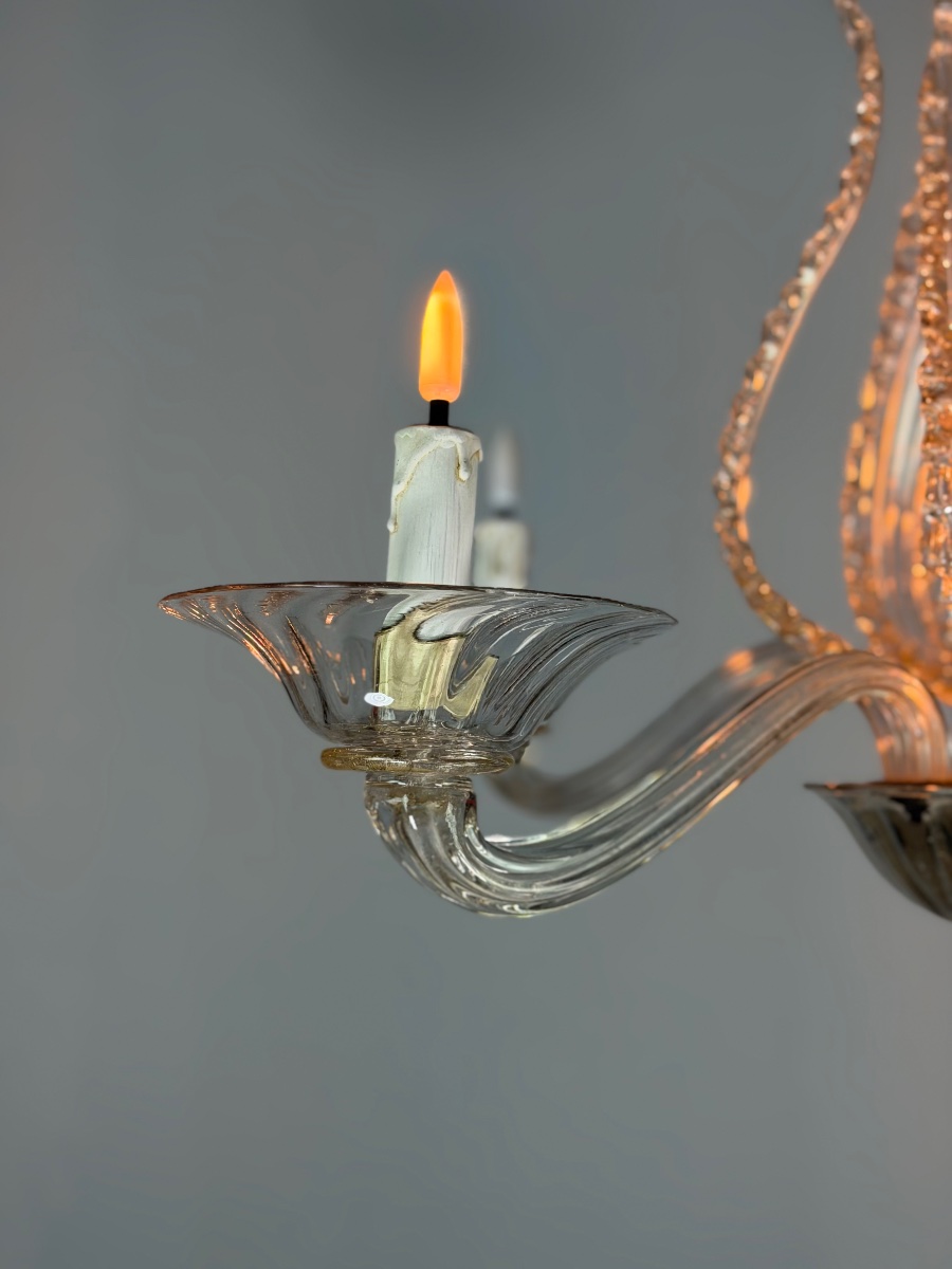 Venetian Murano Glass Chandelier, 5 Light Arms, Circa 1920 -photo-2