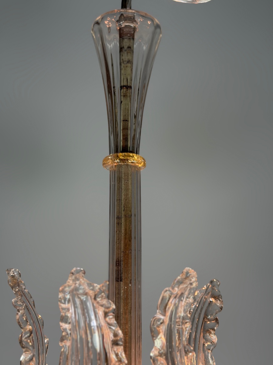 Venetian Murano Glass Chandelier, 5 Light Arms, Circa 1920 -photo-7