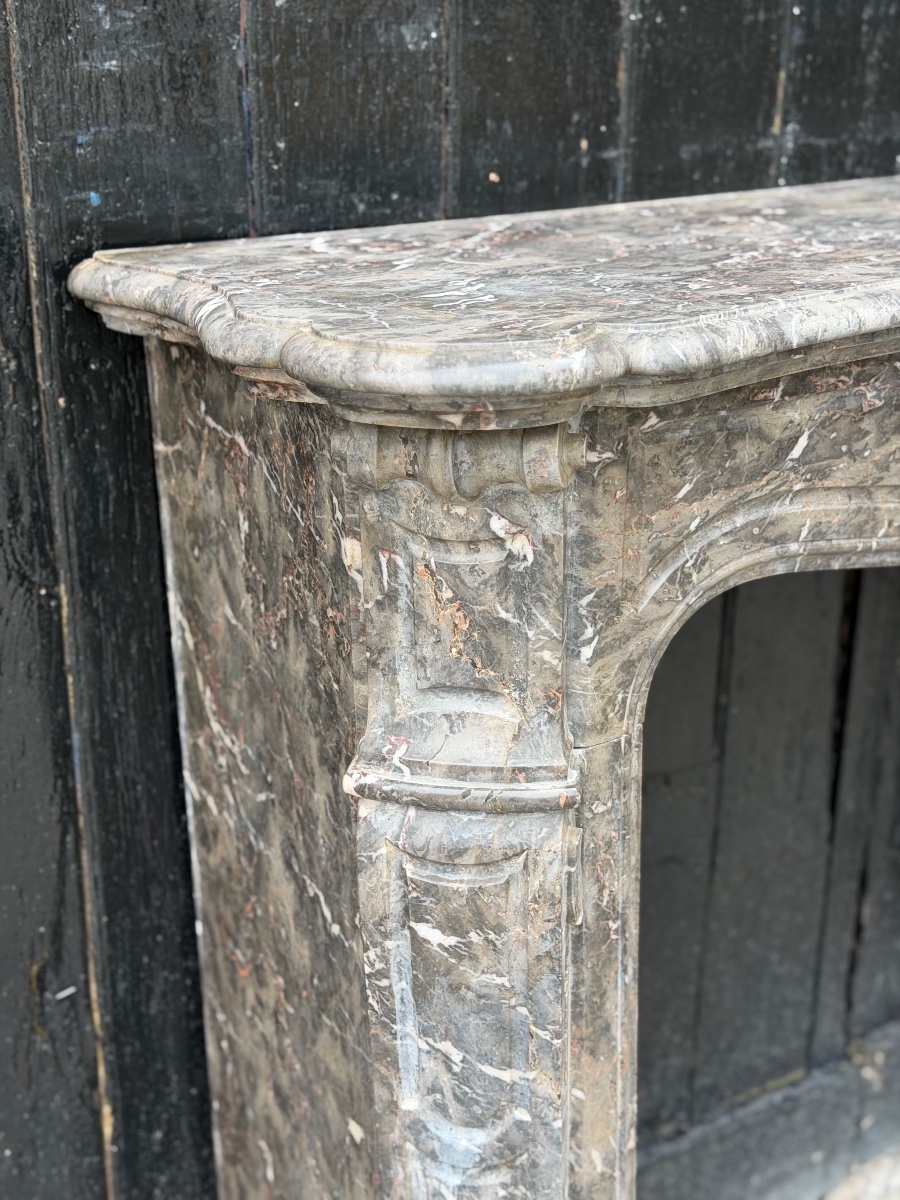 Louis XV-style Stinkal Marble Fireplace, Circa 1880-photo-6