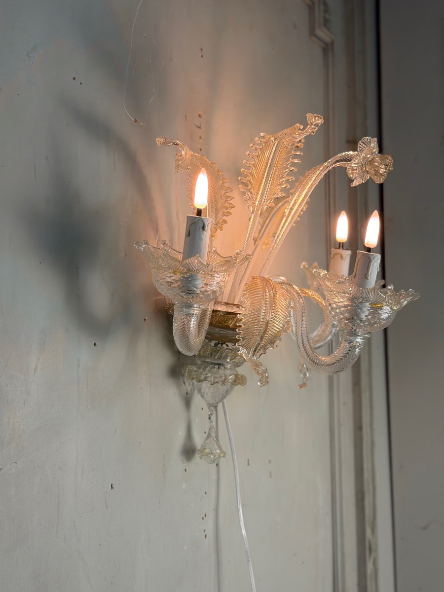Venetian Murano Glass Wall Sconce, Circa 1950-photo-3