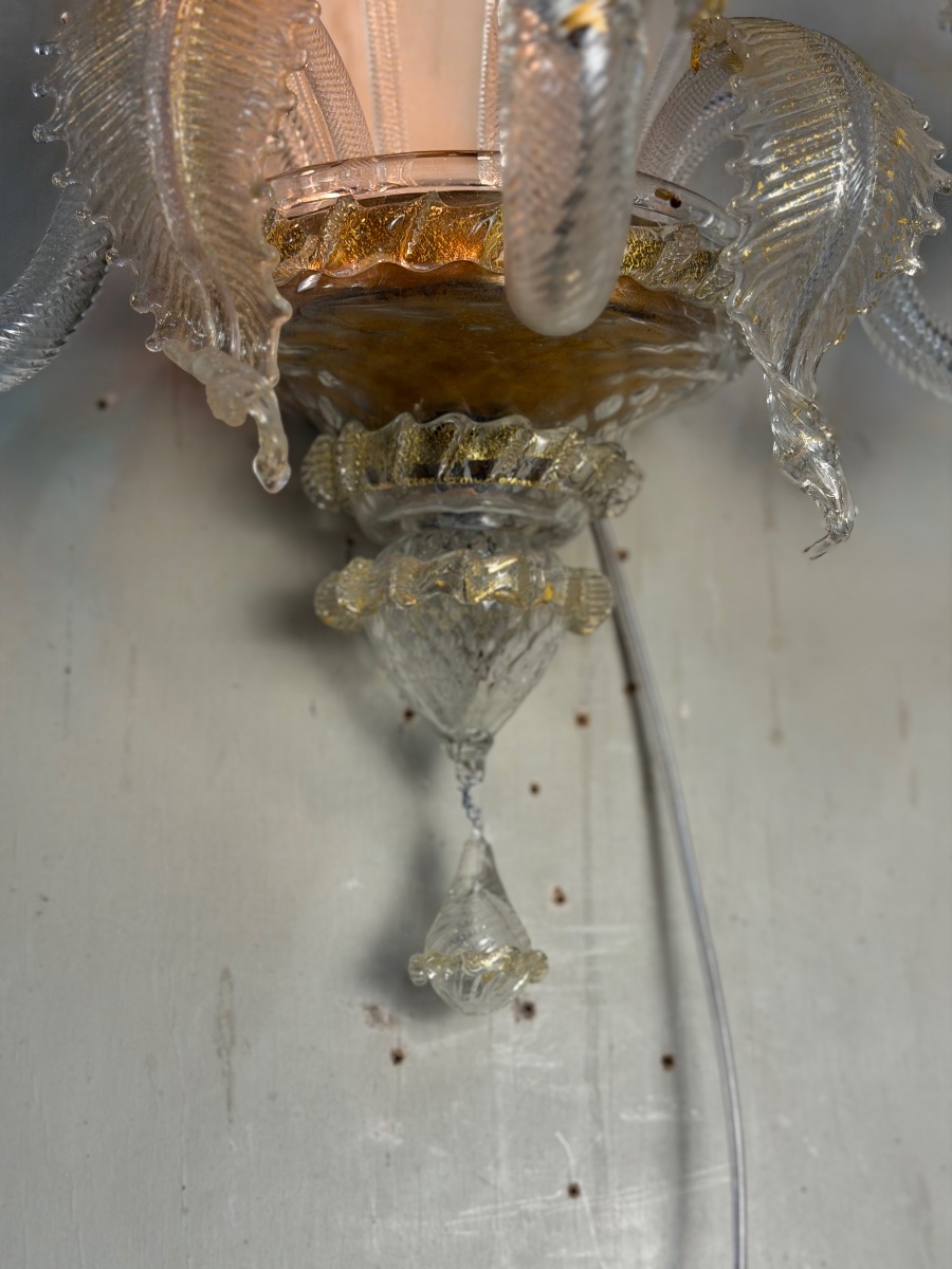 Venetian Murano Glass Wall Sconce, Circa 1950-photo-4