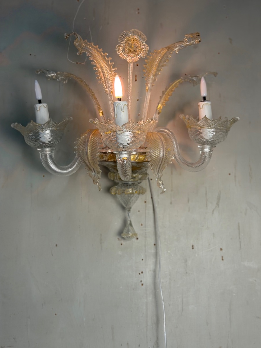 Venetian Murano Glass Wall Sconce, Circa 1950-photo-2