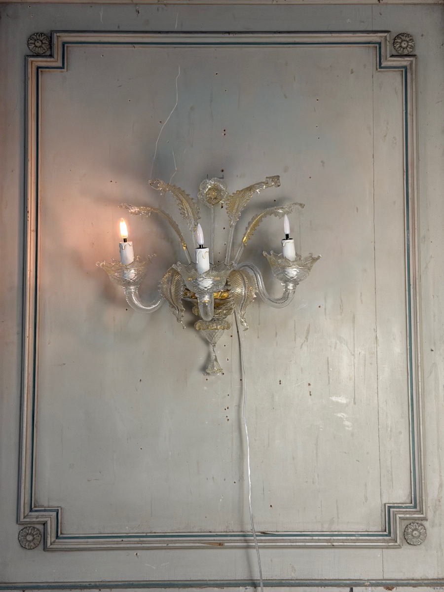 Venetian Murano Glass Wall Sconce, Circa 1950-photo-5