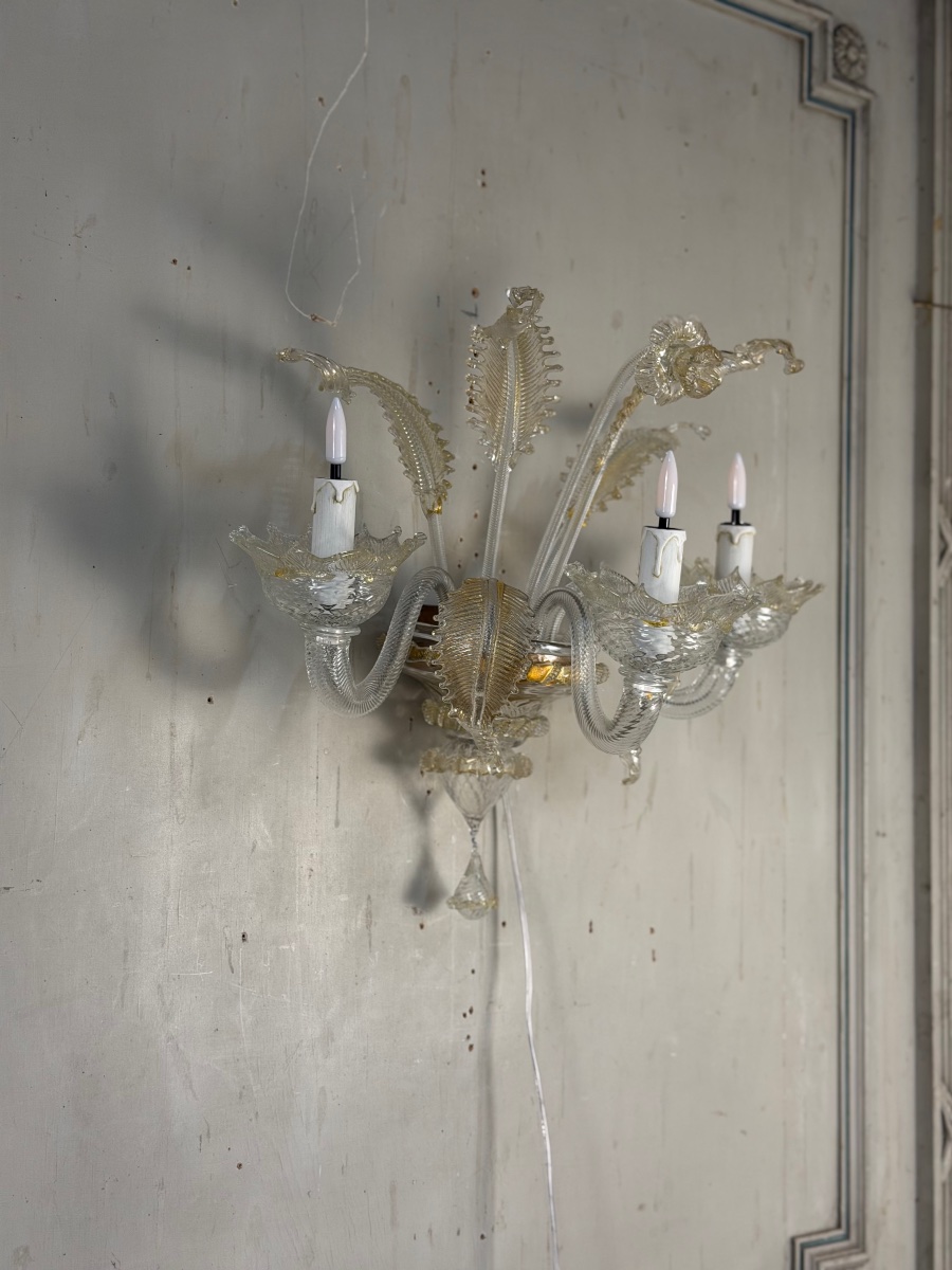 Venetian Murano Glass Wall Sconce, Circa 1950-photo-6