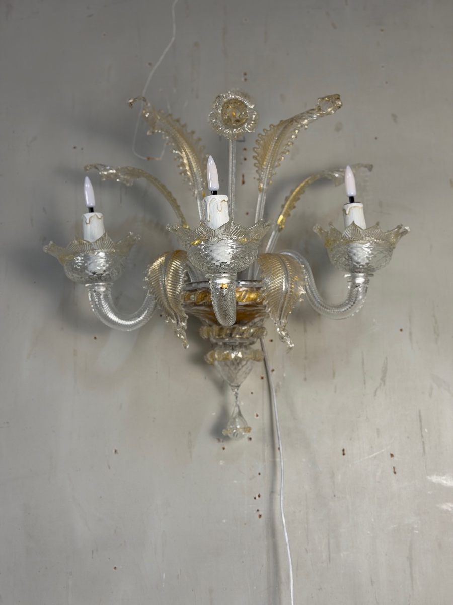 Venetian Murano Glass Wall Sconce, Circa 1950-photo-7