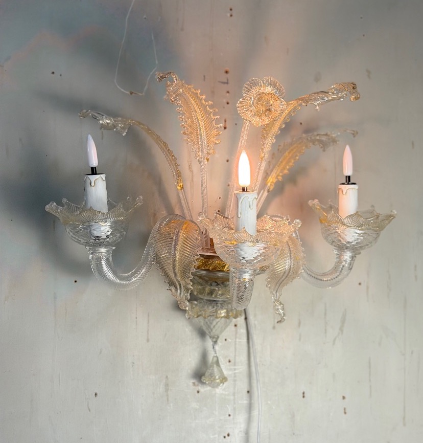 Venetian Murano Glass Wall Sconce, Circa 1950