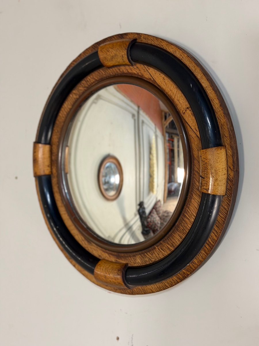 Witch's Mirror Made Of Oak And Ebony, England, Ca. 1920 
