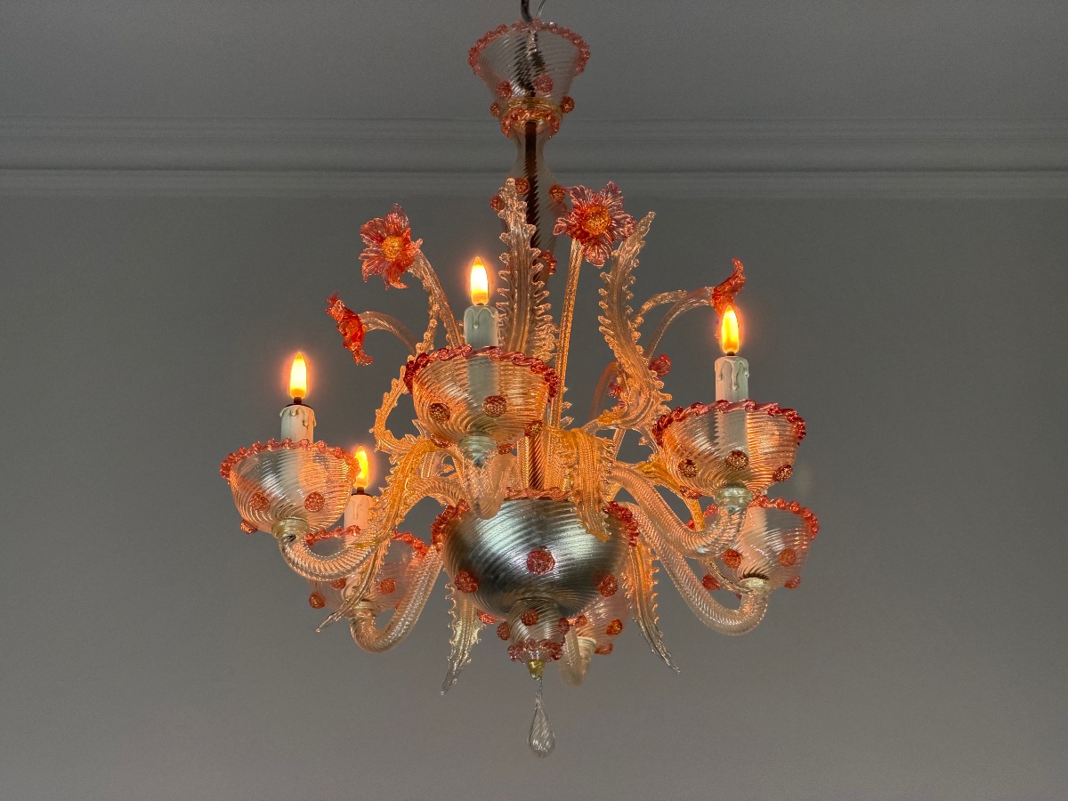 Lustre vénitien en verre de Murano, vers 1940-photo-8