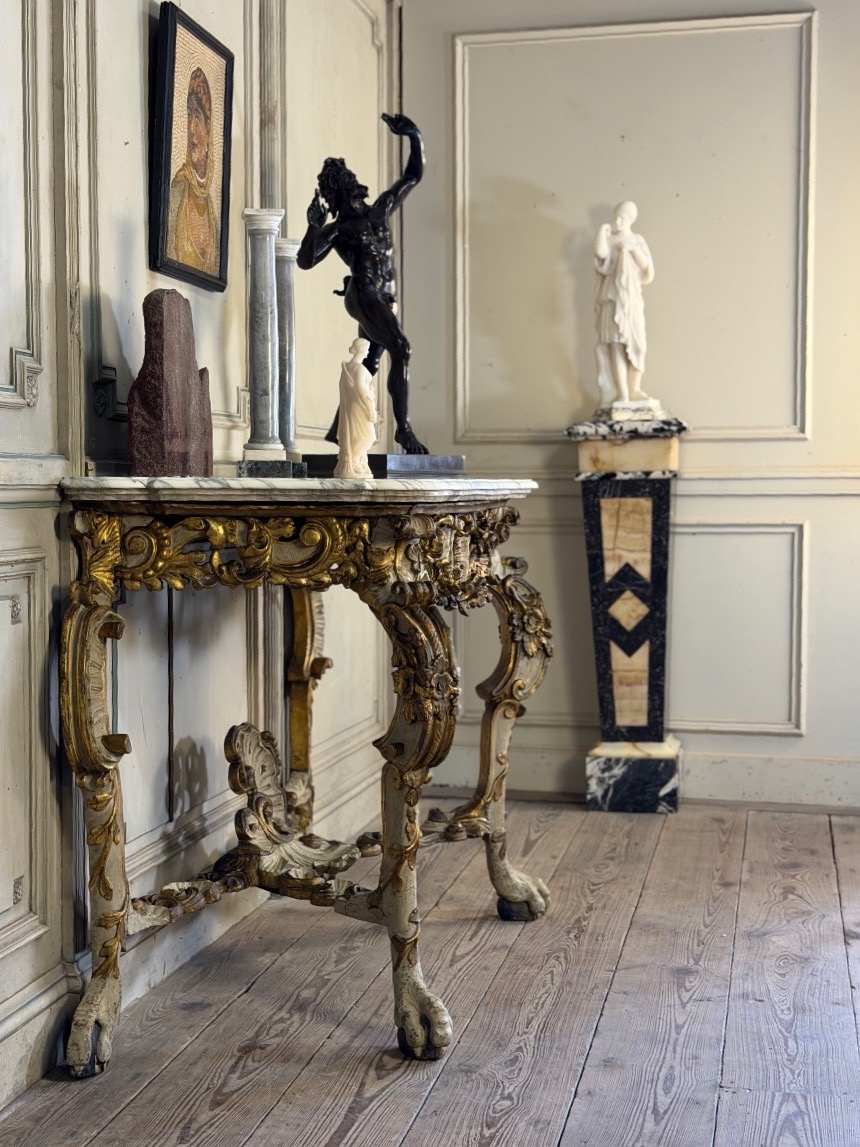 Console en bois peint et doré, Italie, XVIIIème siècle -photo-2