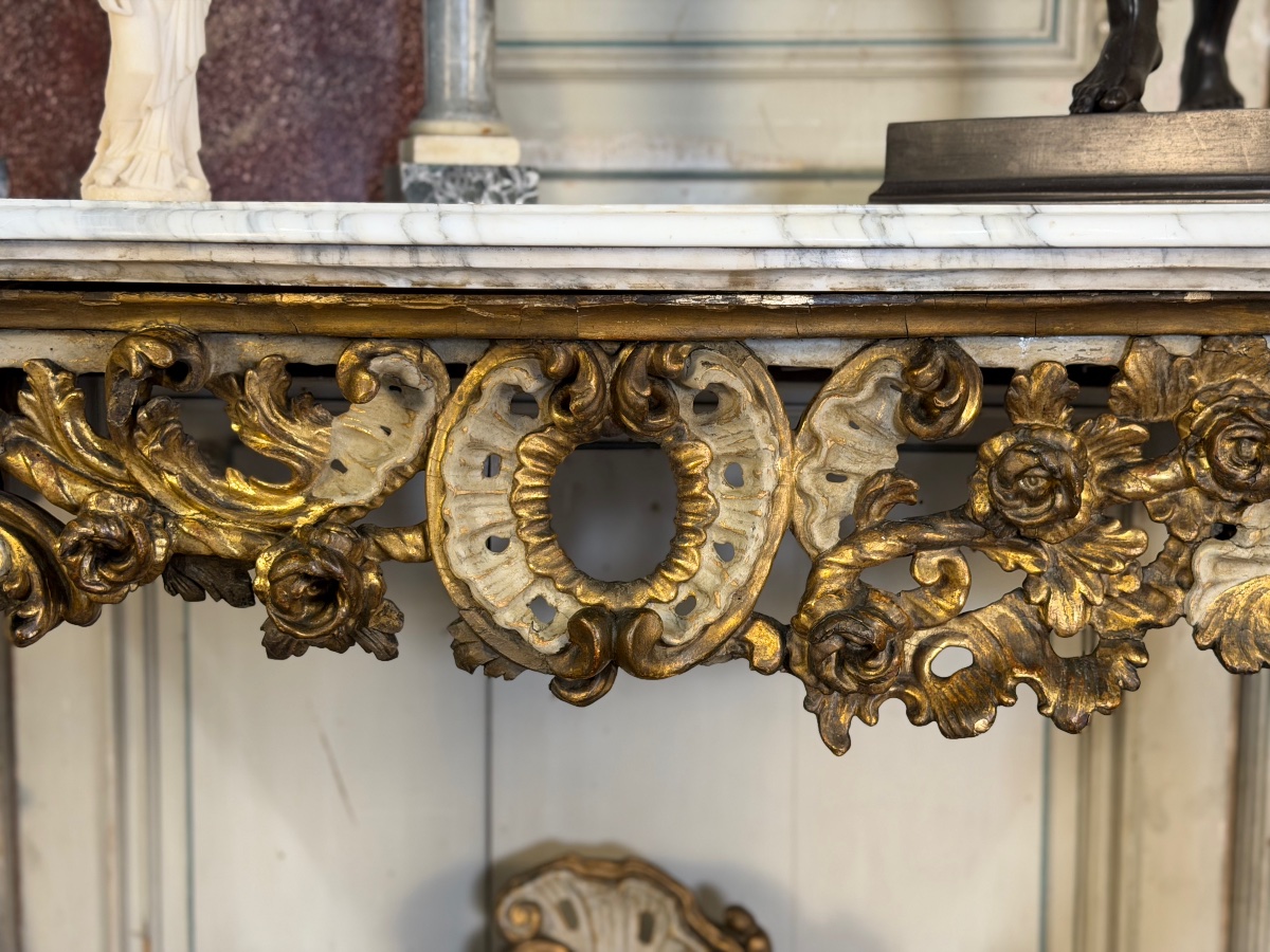 Console en bois peint et doré, Italie, XVIIIème siècle -photo-4
