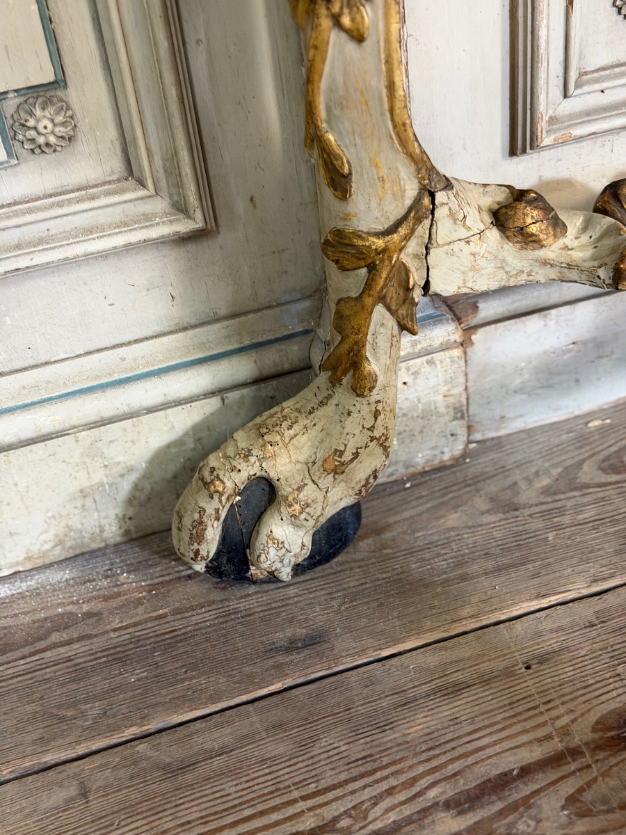 Console en bois peint et doré, Italie, XVIIIème siècle -photo-6