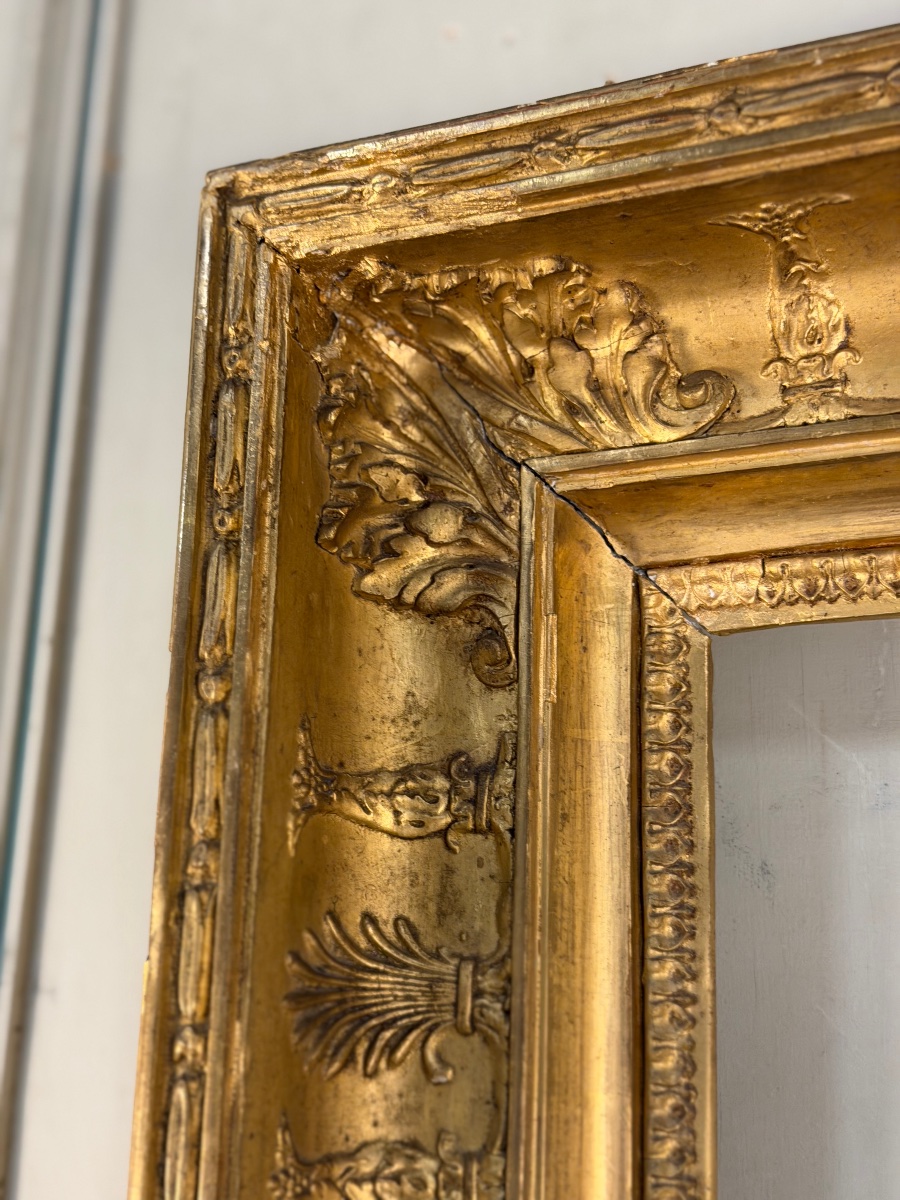 Cadre directoire en bois et pâtes doré, début XIXème siècle-photo-4