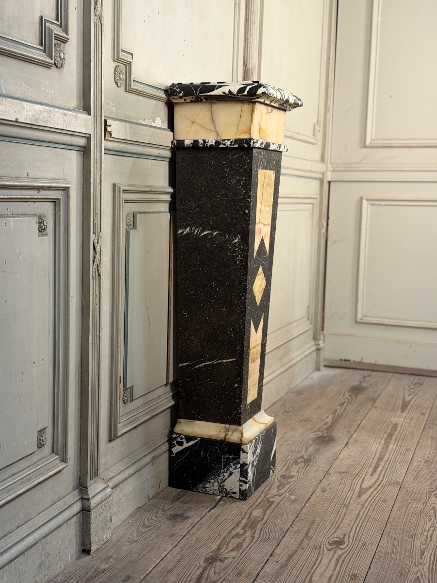 Gaine en marbre grand antique, onyx et gris saint Anne vers 1880 -photo-2