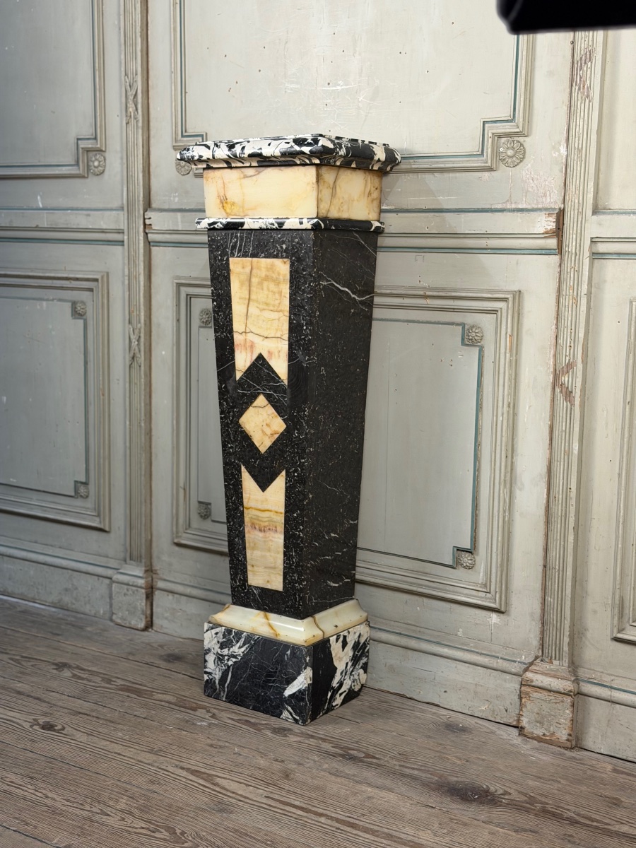 Gaine en marbre grand antique, onyx et gris saint Anne vers 1880 -photo-3