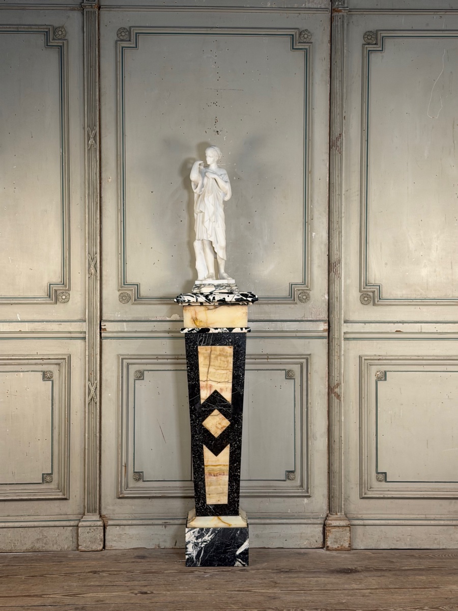 Gaine en marbre grand antique, onyx et gris saint Anne vers 1880 -photo-4