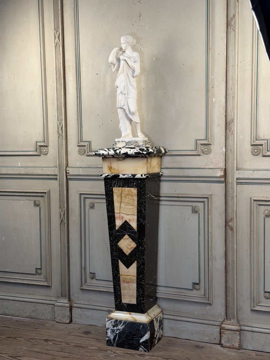 Gaine en marbre grand antique, onyx et gris saint Anne vers 1880 -photo-1