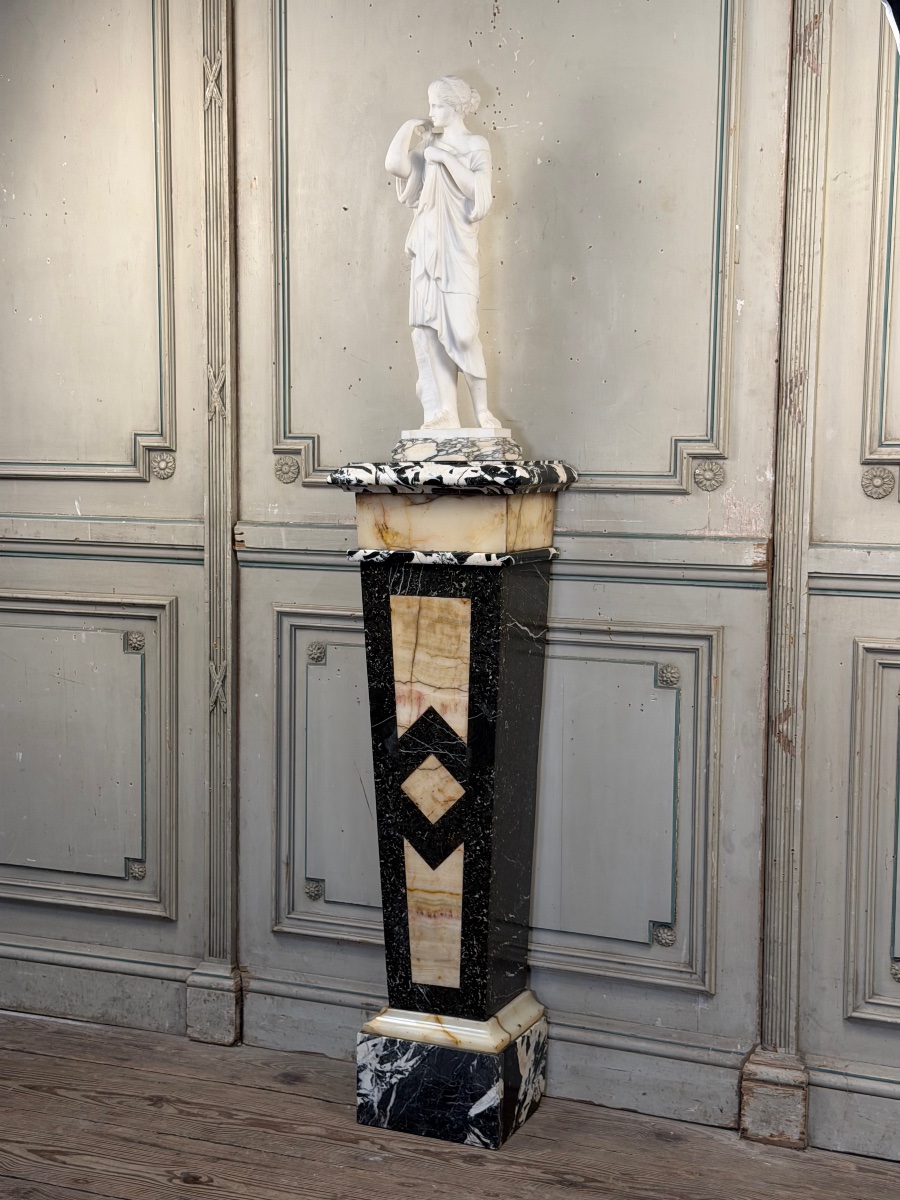 Gaine en marbre grand antique, onyx et gris saint Anne vers 1880 -photo-2