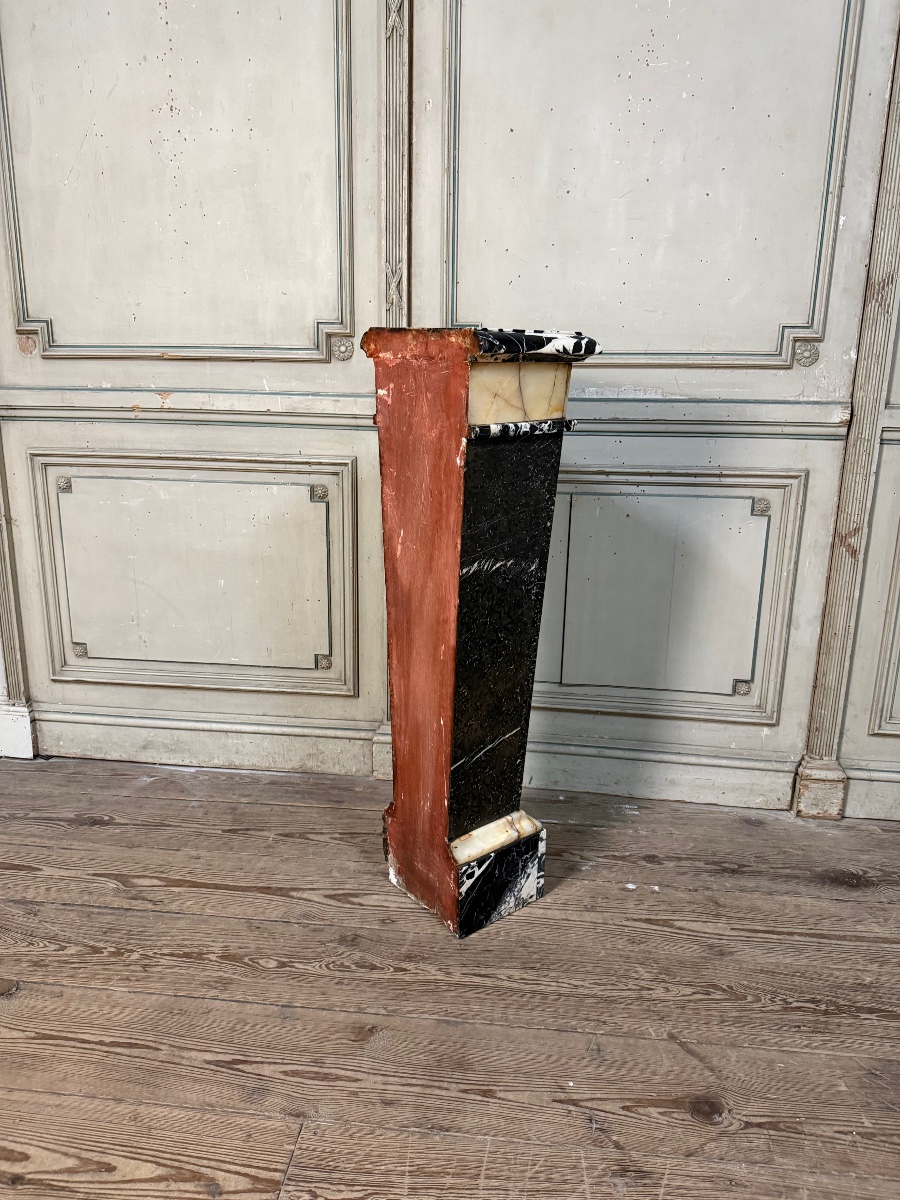 Gaine en marbre grand antique, onyx et gris saint Anne vers 1880 -photo-5