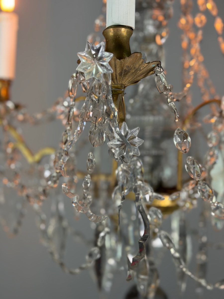 Bronze Chandelier With Cut-glass Pendants, Circa 1800 -photo-3