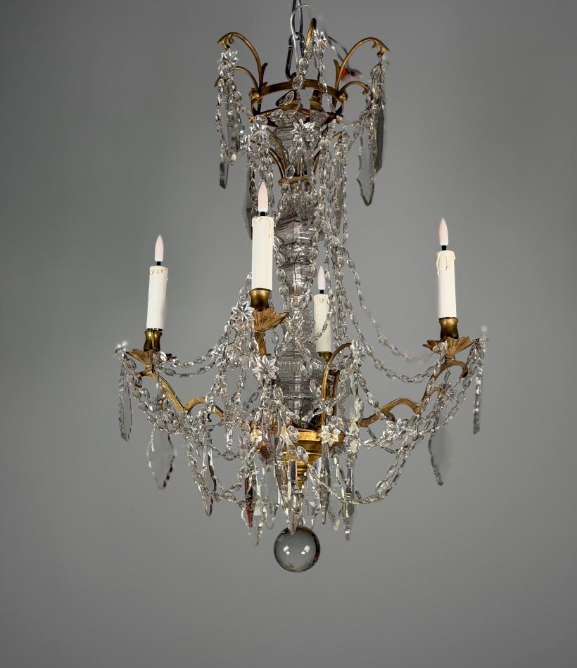 Bronze Chandelier With Cut-glass Pendants, Circa 1800 -photo-6
