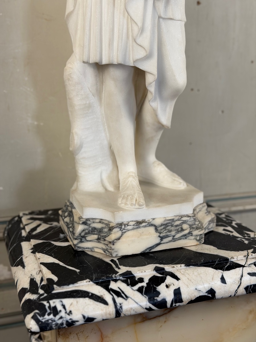 Diane de Gabies, marbre de Carrare statuaire d’après l’antique, signé Pugi-photo-4
