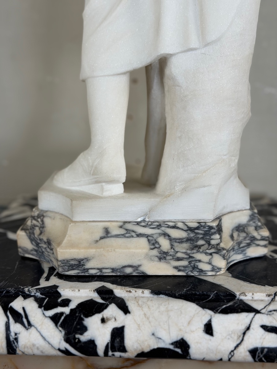 Diane de Gabies, marbre de Carrare statuaire d’après l’antique, signé Pugi-photo-3