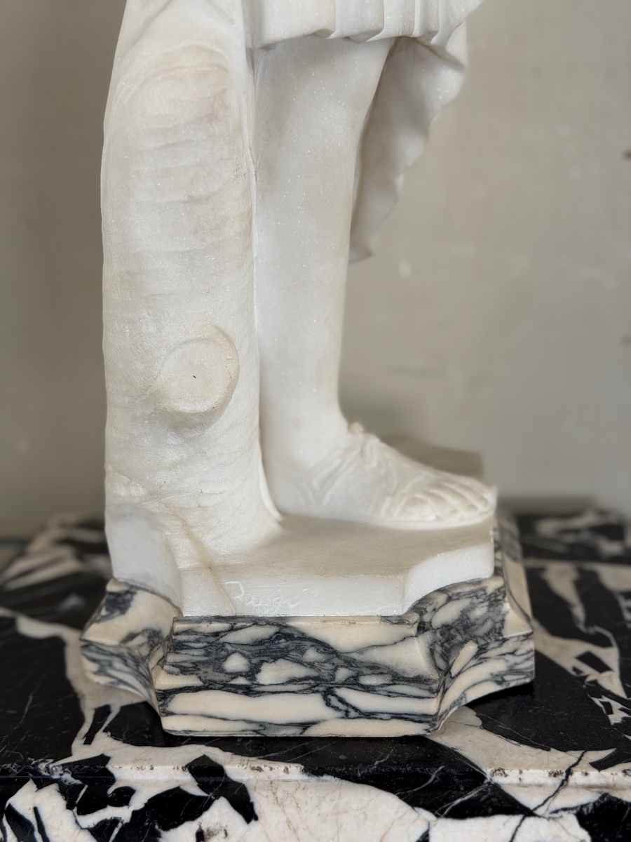 Diane de Gabies, marbre de Carrare statuaire d’après l’antique, signé Pugi-photo-4