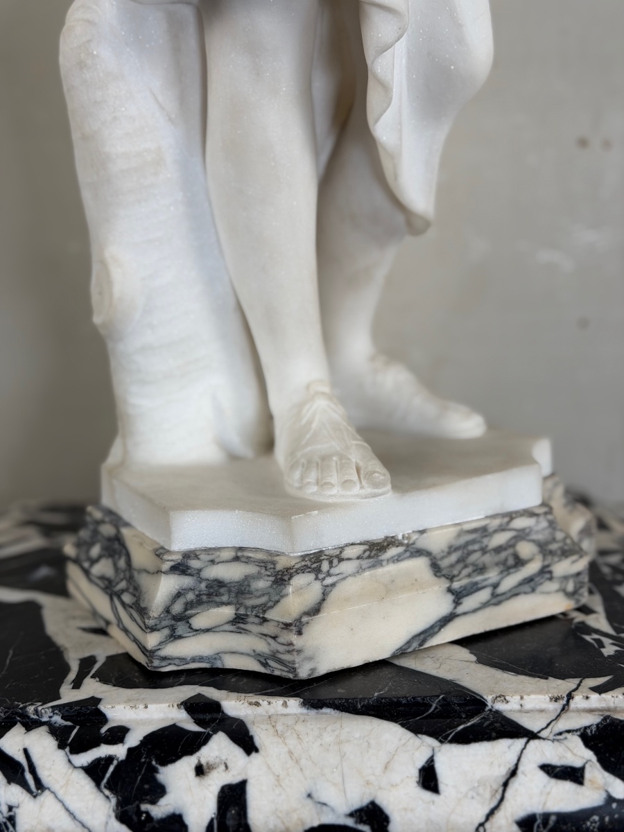 Diane de Gabies, marbre de Carrare statuaire d’après l’antique, signé Pugi-photo-5