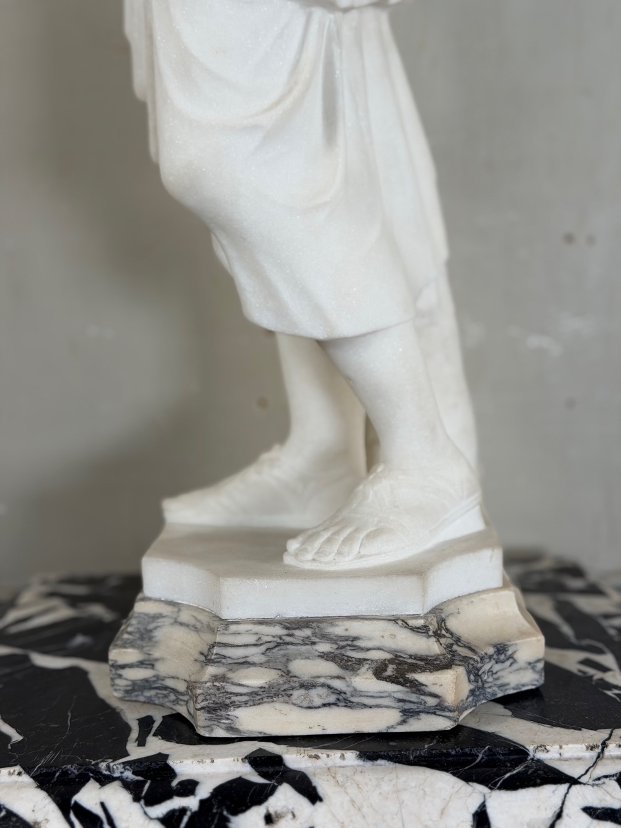 Diane de Gabies, marbre de Carrare statuaire d’après l’antique, signé Pugi-photo-8