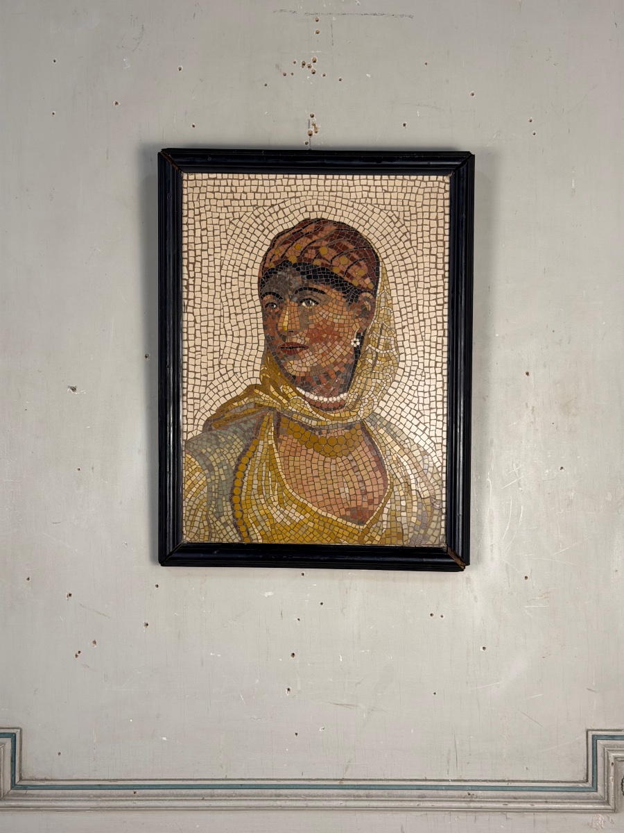 Portrait d’une dame en mosaïque de marbre dans le goût de l’antique, vers 1880 -photo-3