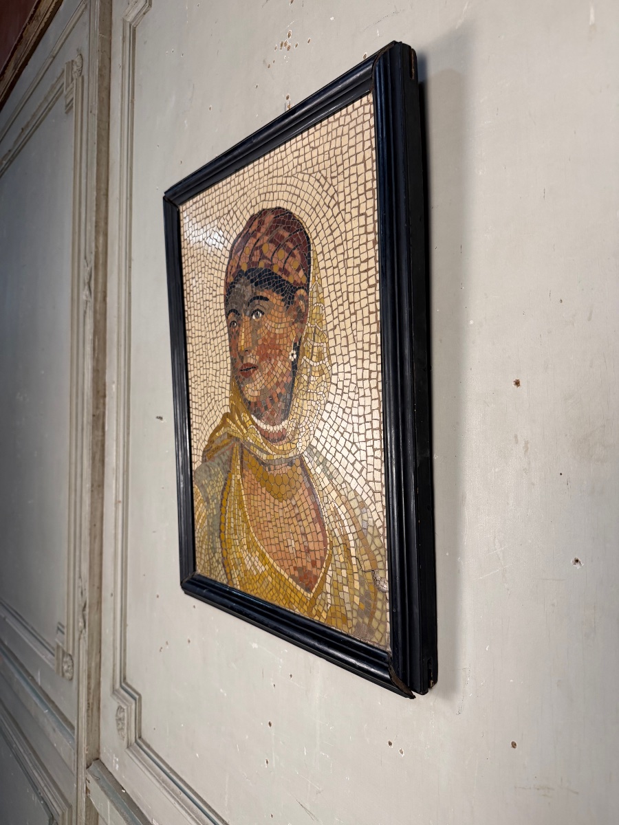 Portrait d’une dame en mosaïque de marbre dans le goût de l’antique, vers 1880 -photo-4