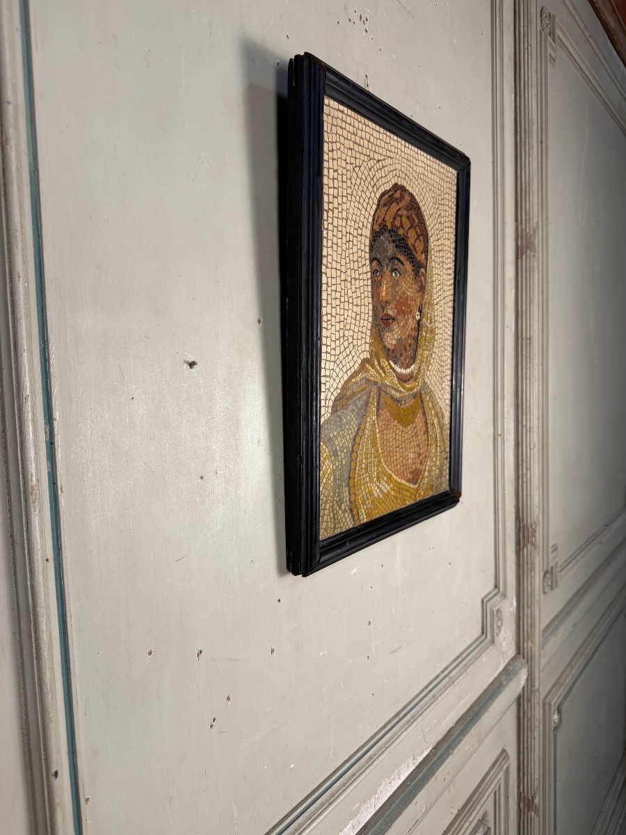 Portrait d’une dame en mosaïque de marbre dans le goût de l’antique, vers 1880 -photo-3
