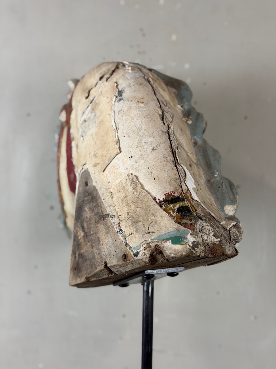 Head Of A Wooden Carousel Horse, With Multiple Layers Of Paint, Circa 1900-photo-6