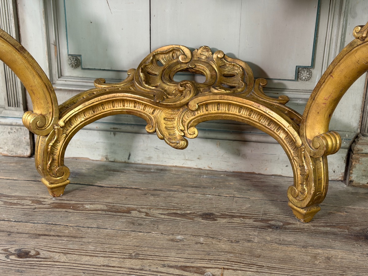 Louis XV Console Table In Gilded Wood And White Carrara Marble, 18th Century-photo-3