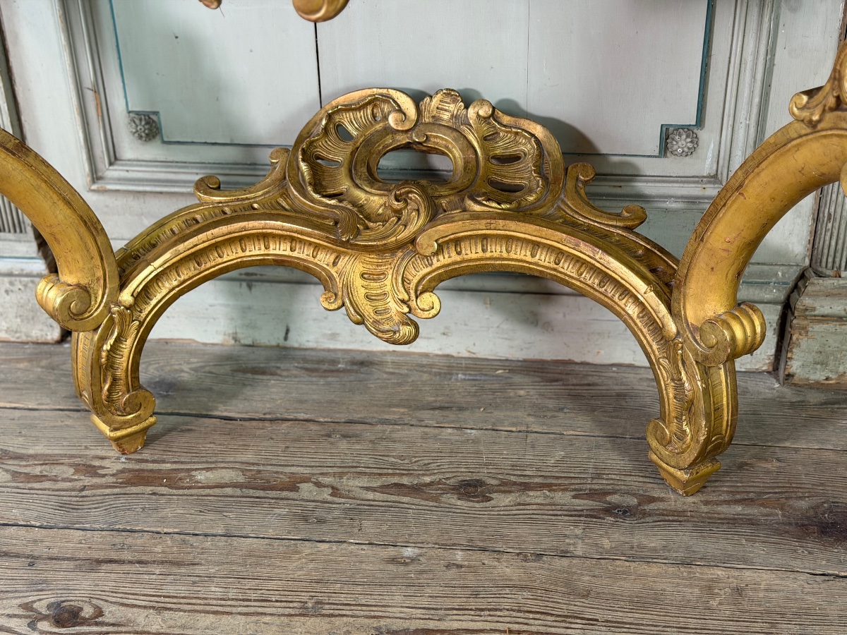 Louis XV Console Table In Gilded Wood And White Carrara Marble, 18th Century-photo-5