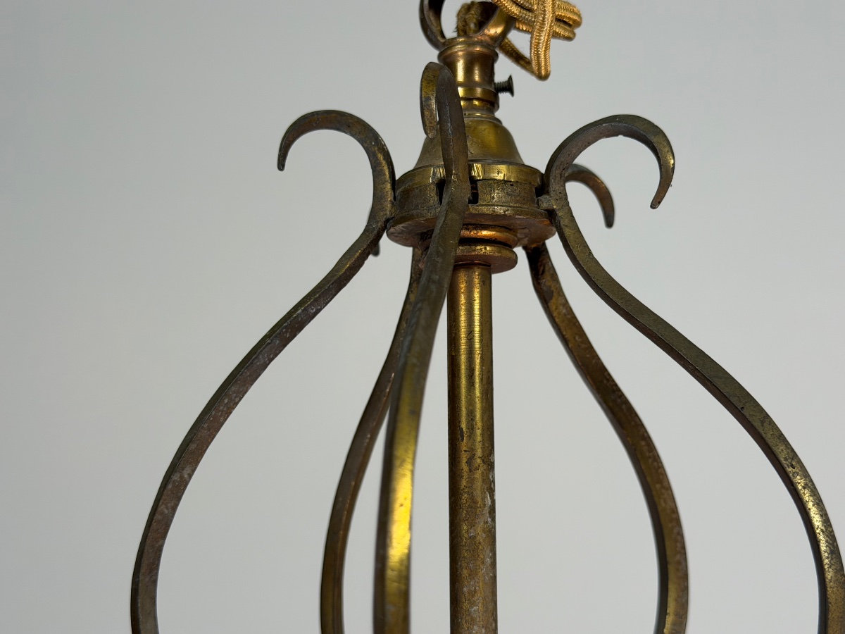 Louis XV-style Bronze Lantern With Teardrop-shaped Pendants, Circa 1900 -photo-1