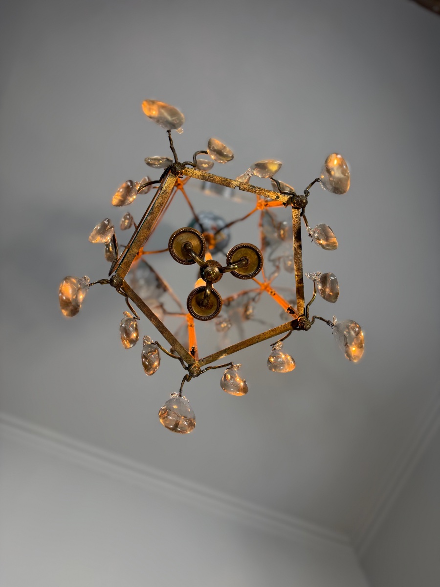 Louis XV-style Bronze Lantern With Teardrop-shaped Pendants, Circa 1900 -photo-6