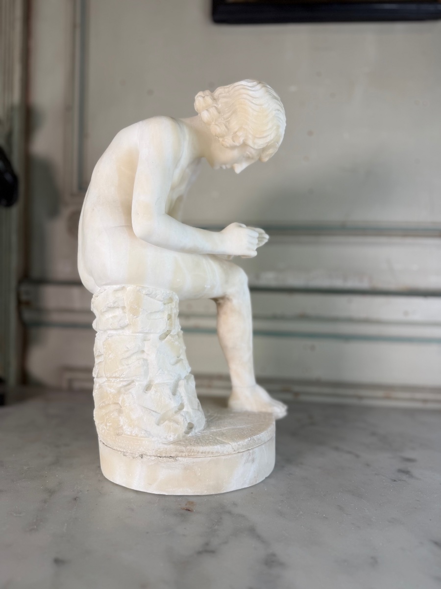 The Spinario, An Alabaster Sculpture Based On An Antique Model, Circa 1880-photo-4