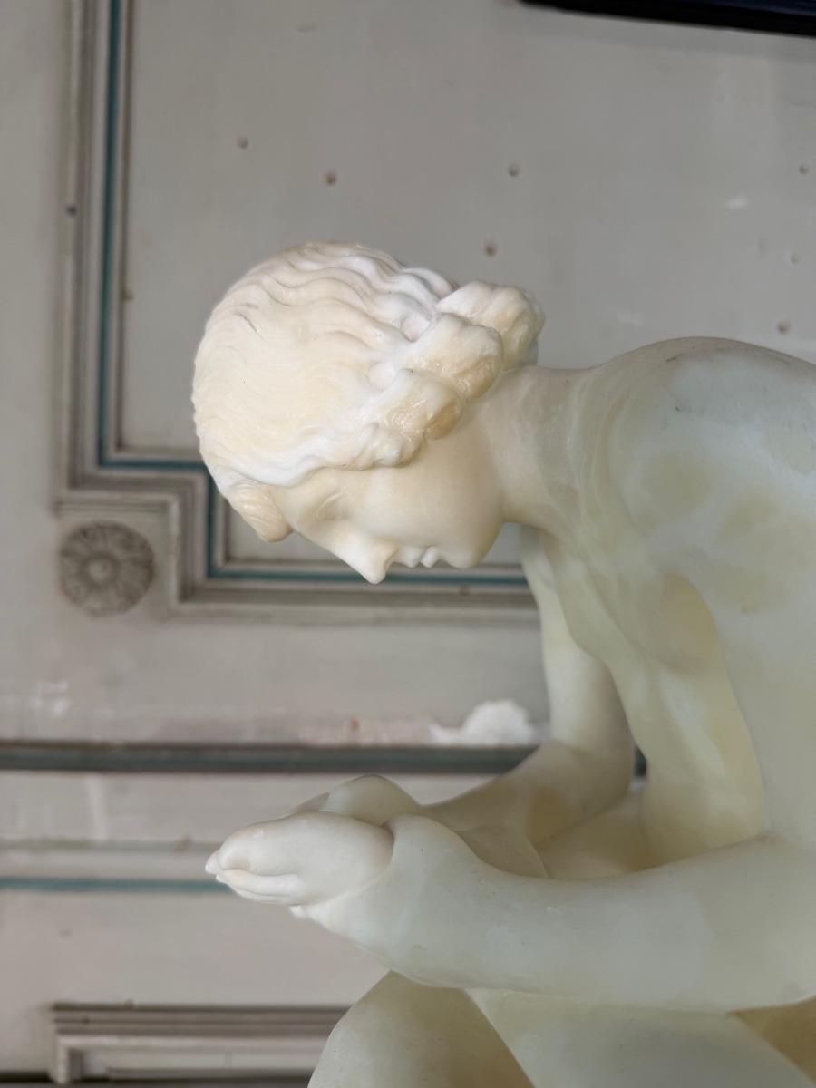 The Spinario, An Alabaster Sculpture Based On An Antique Model, Circa 1880-photo-3