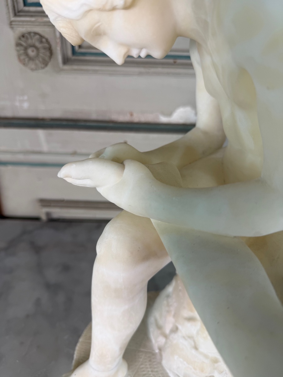 The Spinario, An Alabaster Sculpture Based On An Antique Model, Circa 1880-photo-4